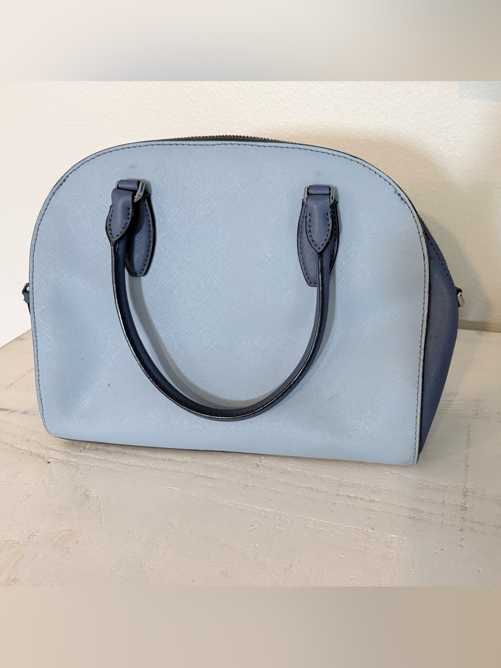 kate spade Two-Tone Light Blue Leather Handbag - Picture 6 of 8